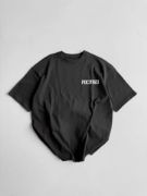 Baskılı Oversize Bisiklet Yaka T-shirt - Siyah resmi